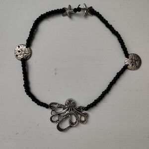 Black and Silver Ocean Charm Necklace - NWOT